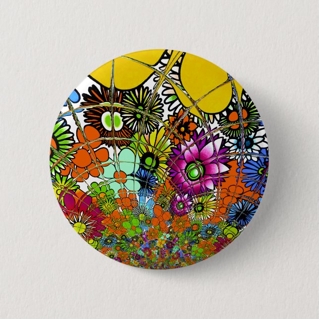 Latest colourful amazing floral pattern design 6 cm round badge (Front)