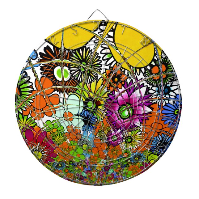 Latest Colourful Amazing Floral Pattern Design Art Dartboard (Front)