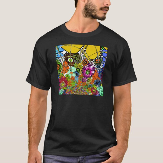 Latest Colourful Amazing Floral Pattern Design Art T-Shirt (Front)