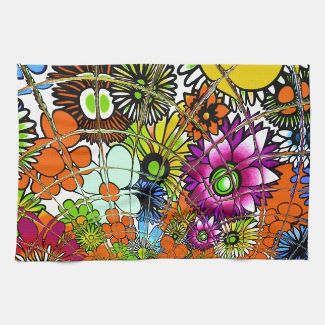 Latest Colourful Amazing Floral Pattern Design Art Tea Towel (Horizontal)