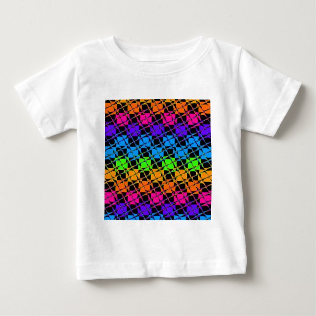 Latest Edgy Colourful Chequered Rainbow Pattern   Baby T-Shirt (Front)