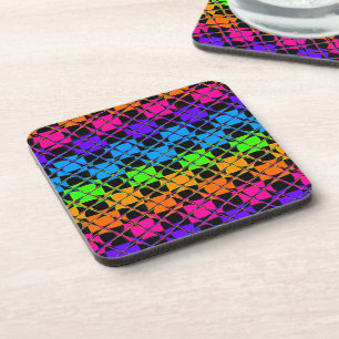 Latest Edgy Colourful Chequered Rainbow Pattern Coaster