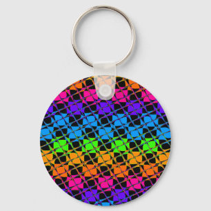 Latest Edgy Colourful Chequered Rainbow Pattern   Key Ring