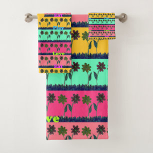 Latest Edgy Colourful Eat Love Play Fashion Ideas Bath Towel Set