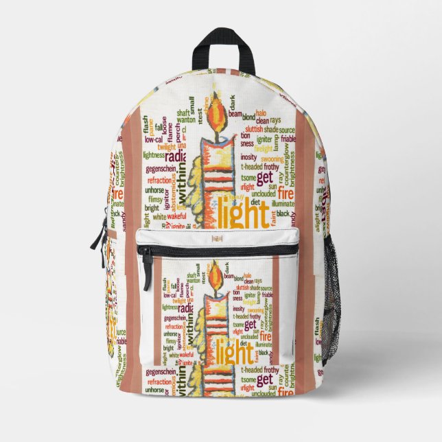 Latest Light Text Art  cute candle Flame inspired  Printed Backpack (Front)