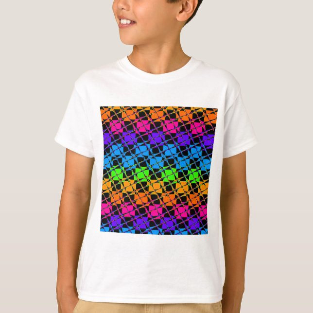 Latest lovely edgy rainbow colours chequered desig T-Shirt (Front)