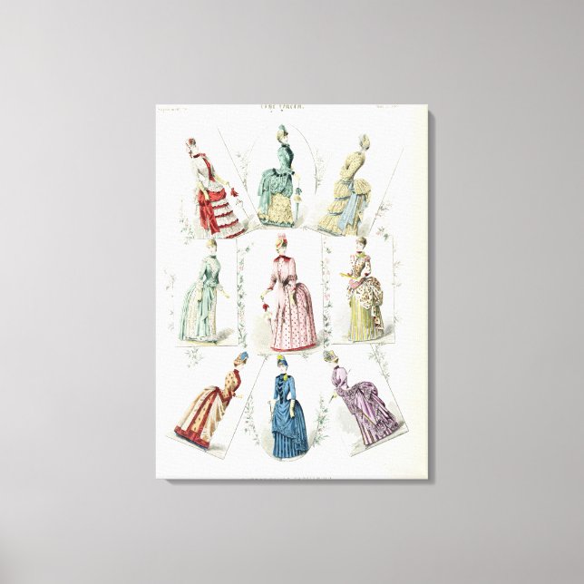 Latest Paris Fashions, nine day dresses in a fashi Canvas Print (Front)