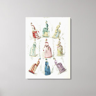 Latest Paris Fashions, nine day dresses in a fashi Canvas Print
