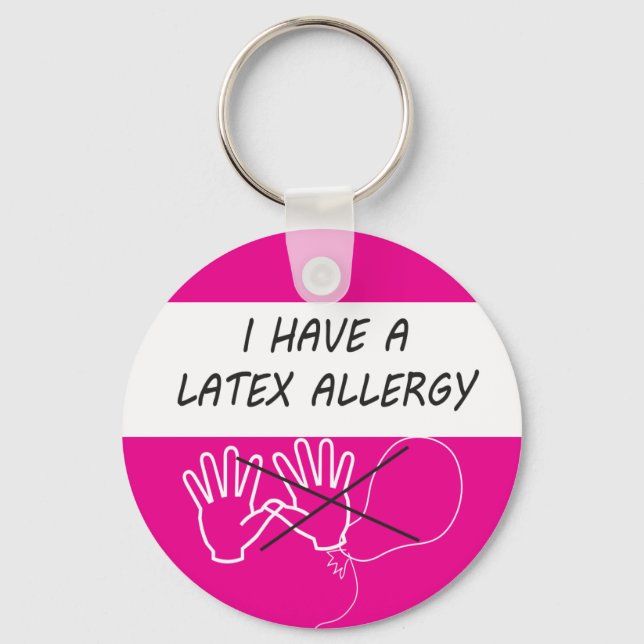 Latex allergy alert keyring fob medical tag (Front)