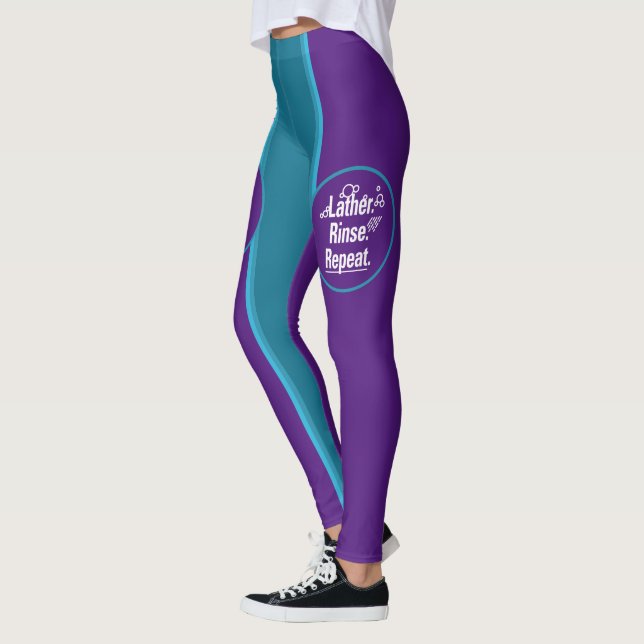 Lather Rinse Repeat Aqua Stripes Spots Leggings (Left)
