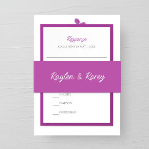 Lathyrus Purple Minimalist Wedding Invitation Belly Band