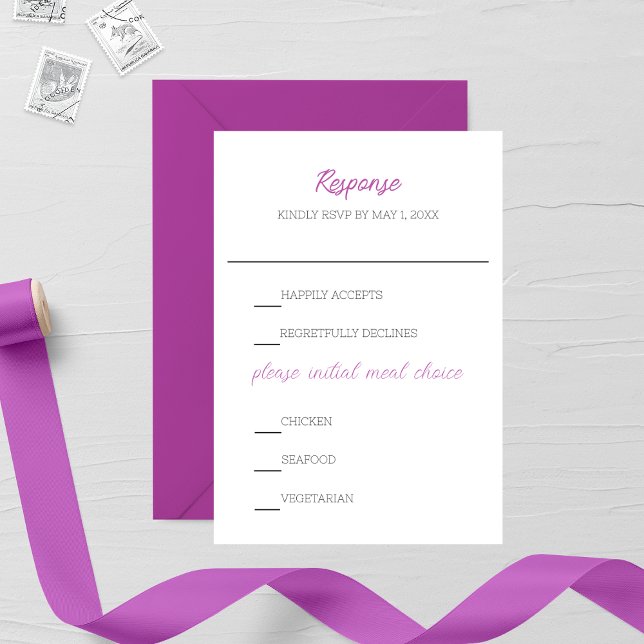 Lathyrus Purple Minimalist Wedding RSVP Card (Creator Uploaded)