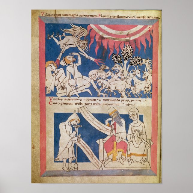 Latin 7253 15 675, f.4v: Job being tested by God Poster (Front)