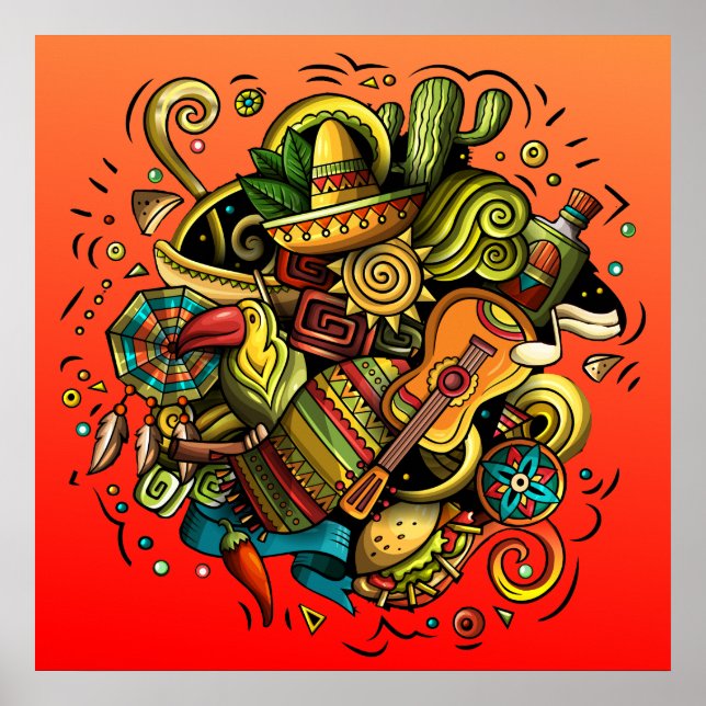 Latin America / Mexico Illustration Art Poster (Front)