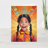 Latin American Girl Pop Art Style Birthday