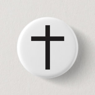 Latin Cross Religious Symbol 3 Cm Round Badge