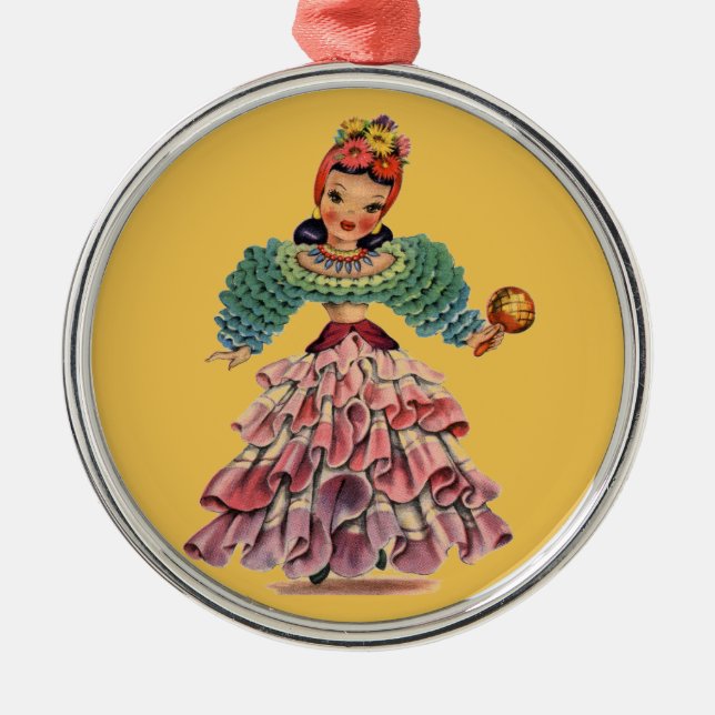 Latin Doll Metal Tree Decoration (Front)