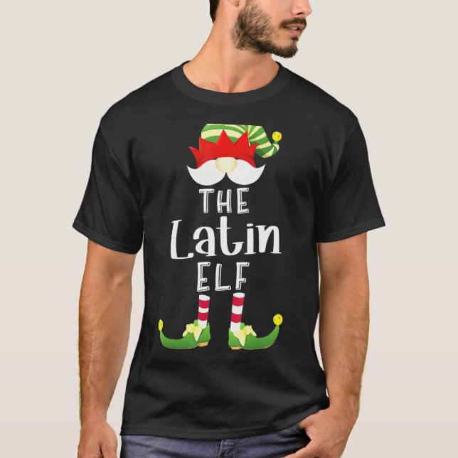 Latin Elf Group Christmas Pajama Party T-Shirt (Front)