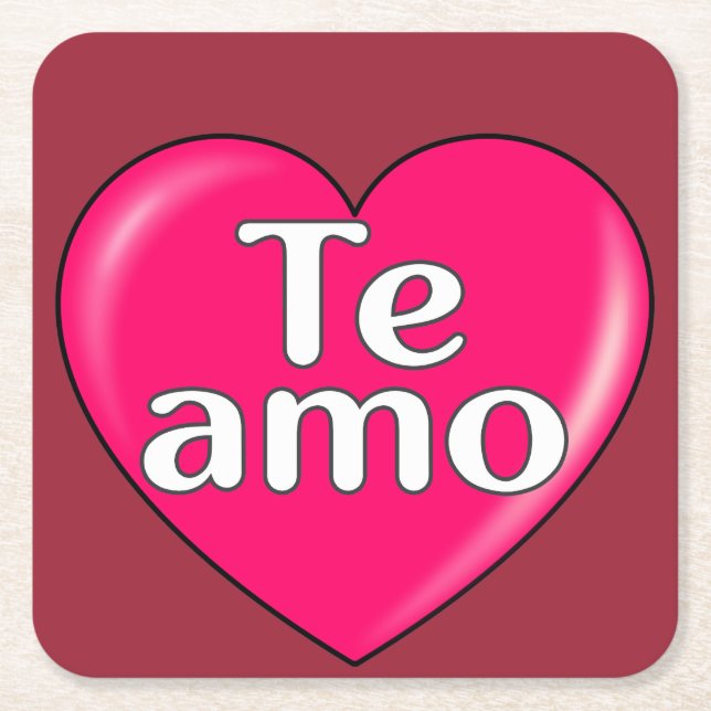 Latin – I love you Square Paper Coaster (Front)