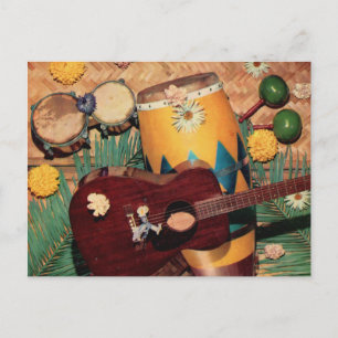 Latin music instruments postcard