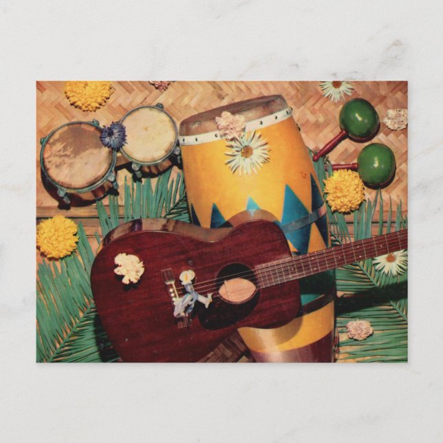 Latin music instruments postcard (Front)