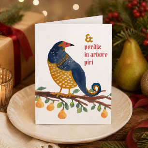 Latin Partridge in a Pear Tree Funny Hand-Drawn Holiday Card