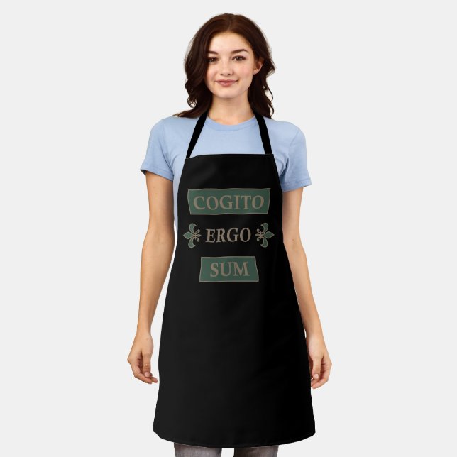 Latin Phrase Cogito Ergo Sum Apron (Worn)