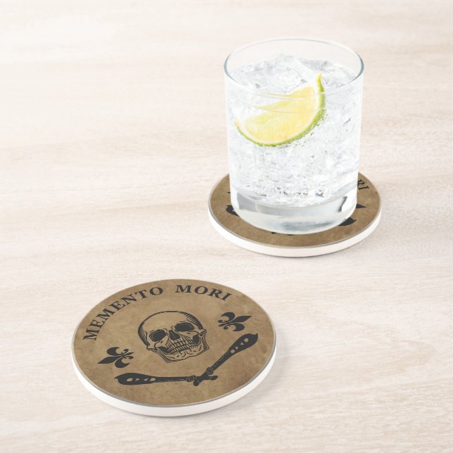 Latin Phrase - Seize the Day - Memento Mori Skull Coaster (Side)