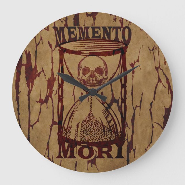 Latin Phrase - Seize the Day - Memento Mori Skull  Large Clock (Front)