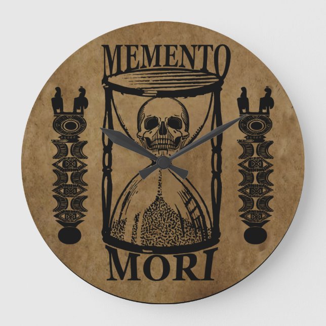Latin Phrase - Seize the Day - Memento Mori Skull  Large Clock (Front)