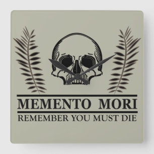 Latin Phrase - Seize the Day - Memento Mori  Square Wall Clock
