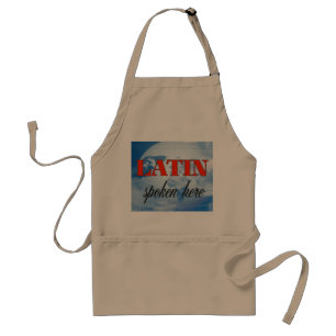 Latin spoken here cloudy earth standard apron