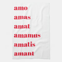 Latin Tea Towel, Amo Amas Amat, Schooldays Theme