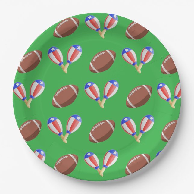 Latin-themed Football Paper Plate (Front)