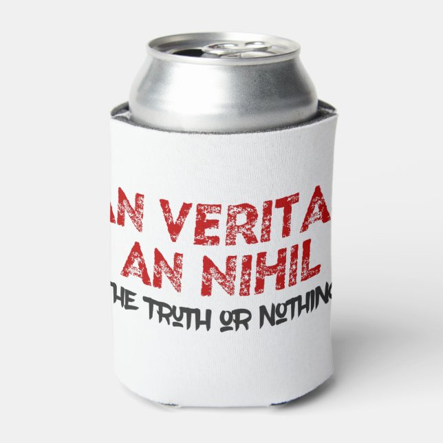 Latin Truth Quote Can Cooler (Can Front)