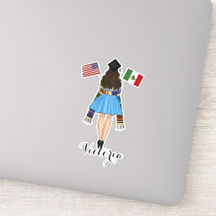 Latina Graduate Serape Mexico and America Flag