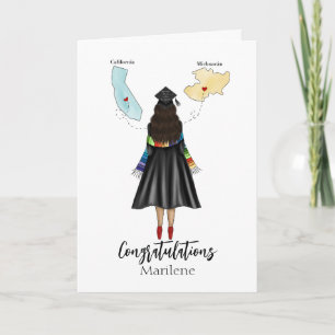 Latina Graduate with Two States Congratulation Card