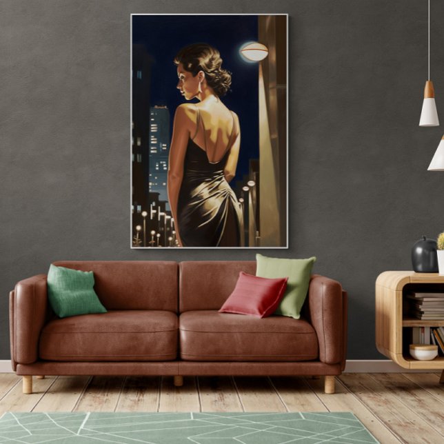 Latina Standing Under Miami Street Light Painting Poster (Creator Uploaded)