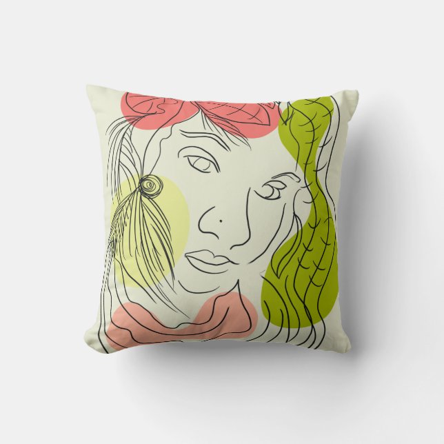 Latina Woman Art Shapes Floral Cushion (Front)
