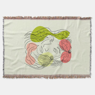 Latina Woman Art Shapes Floral Throw Blanket