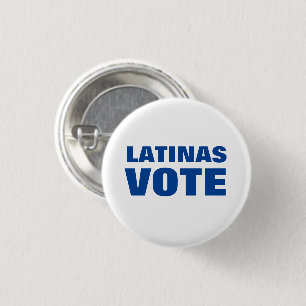 Latinas Vote blue and white voto latino modern 3 Cm Round Badge