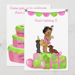 Latino Baby Girl Dachshund Party Invitation