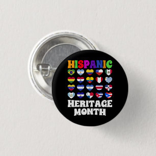 Latino Countries Flags Heart, Happy Celebration  3 Cm Round Badge