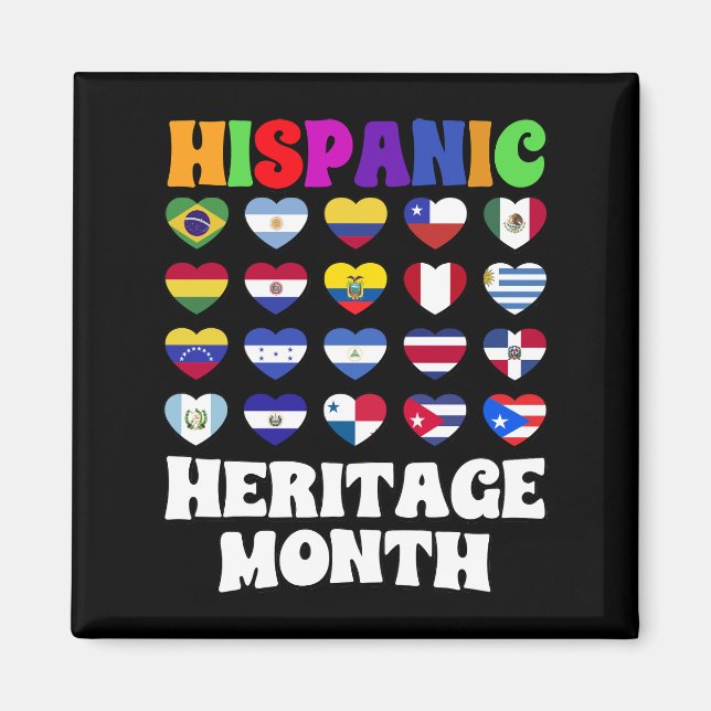 Latino Countries Flags Heart, Happy Celebration  Magnet (Front)