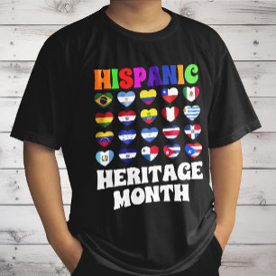 Latino Countries Flags Heart, Happy Celebration  T-Shirt