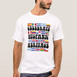 Latino Countries Flags Heart Hispanic Heritage Mon T-Shirt