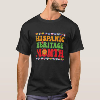 Latino Countries Flags Heart Hispanic Heritage Mon T-Shirt