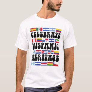 Latino Countries Flags Heart Hispanic Heritage Mon T-Shirt