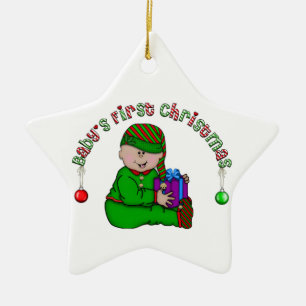 Latino Elf Baby 1st Christmas Ornament