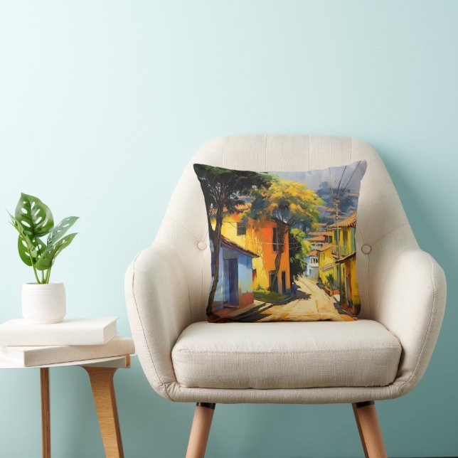 Latino Town Landscape Impressionism Cushion (Chair)